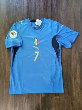 Del Piero #7 Italy New Mens World Cup 2006 Retro Home Blue Soccer Jersey
